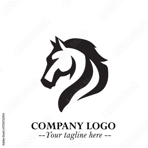 Elegant Head of Horse Logo in Black on White Background with Minimalist and Powerful Design