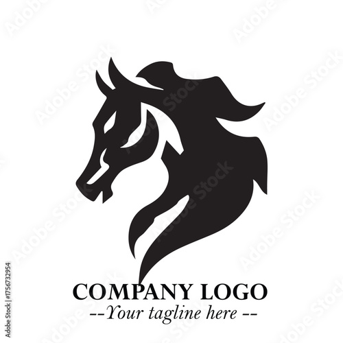 Elegant Head of Horse Logo in Black on White Background with Minimalist and Powerful Design