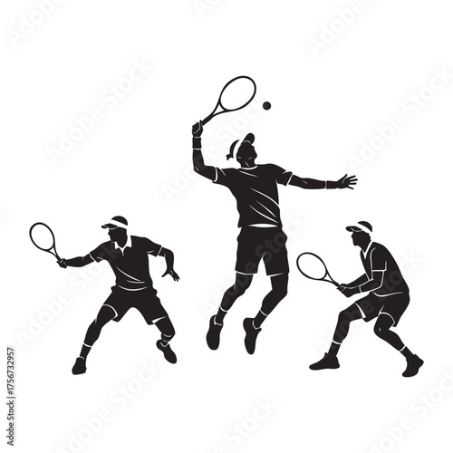 Set of Tennis Player Silhouettes