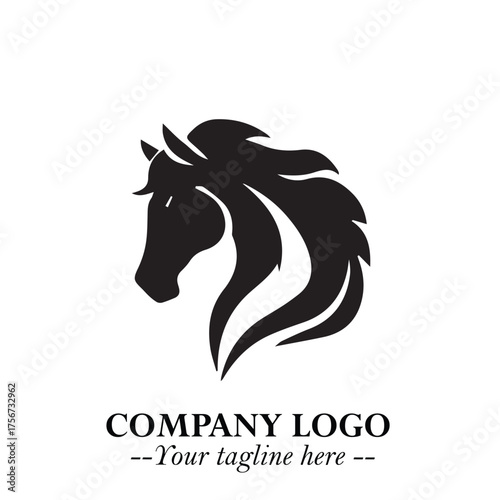 Elegant Head of Horse Logo in Black on White Background with Minimalist and Powerful Design