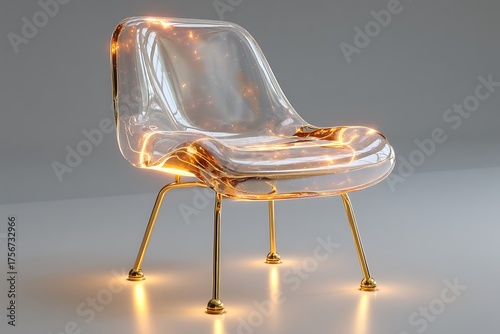 Stylish decorative chair glowing crystal effect high resolution image