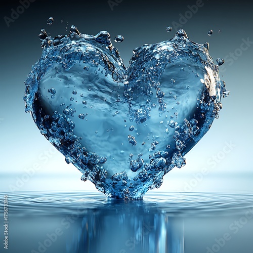 Water splash forming heart shape high resolution picture
