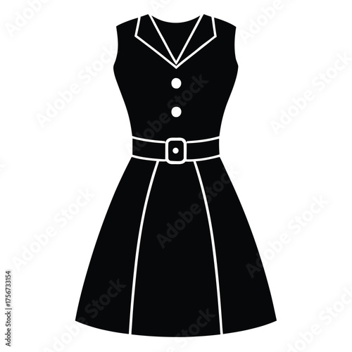 belted suede midi dress vector icon