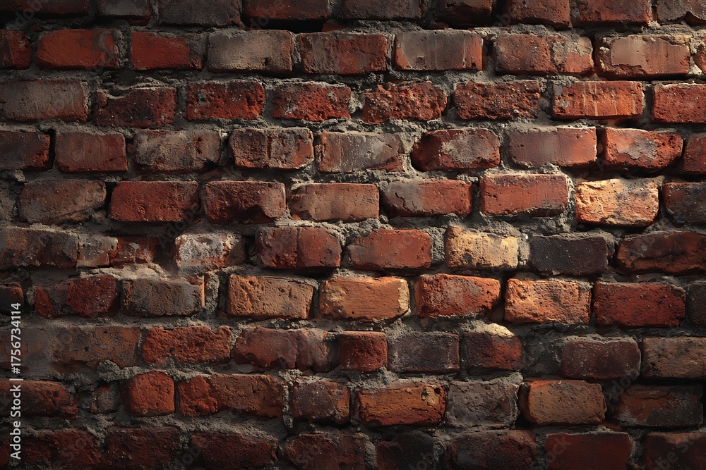 Obraz premium Old brown brick wall background, red brick texture backdrop for photo studio or digital art