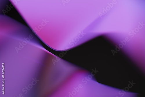 Cuadro en lienzo Abstract Pink and Violet Waves on Matte Black Background