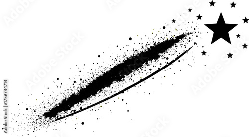 A black and white illustration depicts a shooting star with a trail of particles and a large, prominent star, symbolizing dreams.