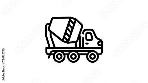 Animated Cement Mixer Truck