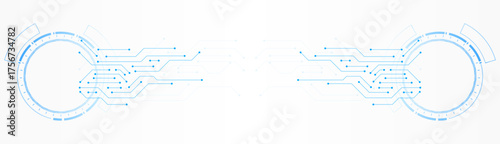 Futuristic blue digital interface circuit background. Technology, innovation, digital connection, data network, and futuristic ui concept