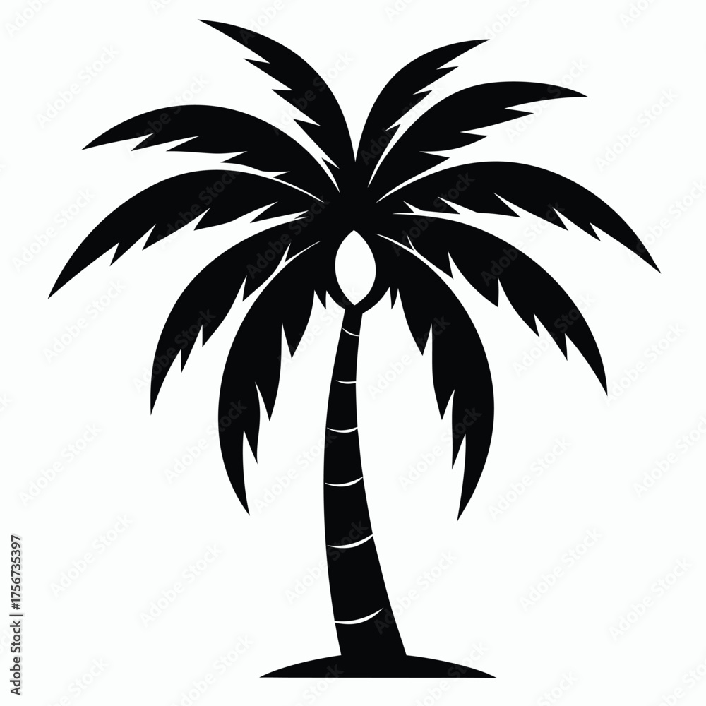 Fototapeta premium black coconut tree vector icon on white background