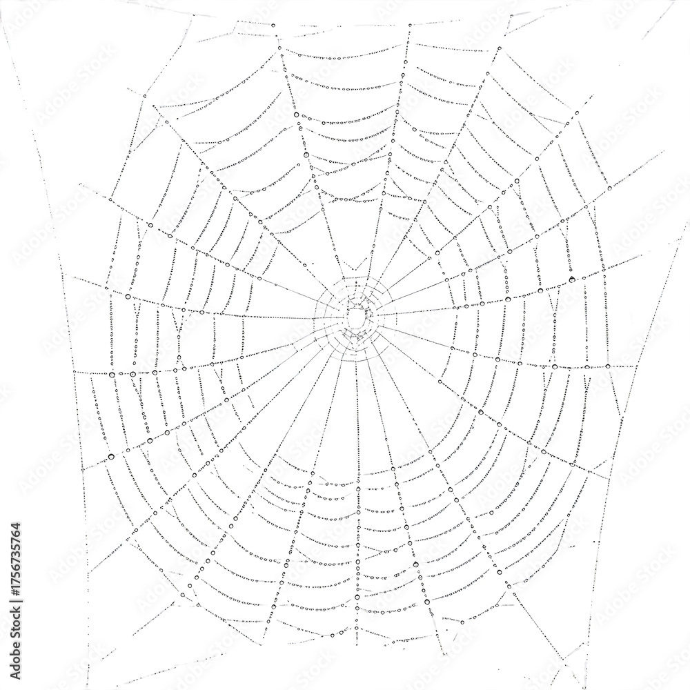 Fototapeta premium spiderweb, delicate detailed web with fine silk strands glistening in light, realistic artistic illustration symbolizing connection and nature’s geometry