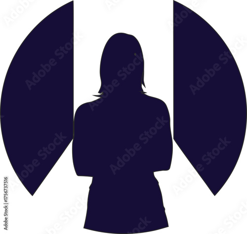 Stylish reflective woman silhouette vector, ideal for meditation, emotion, and self-awareness visuals.