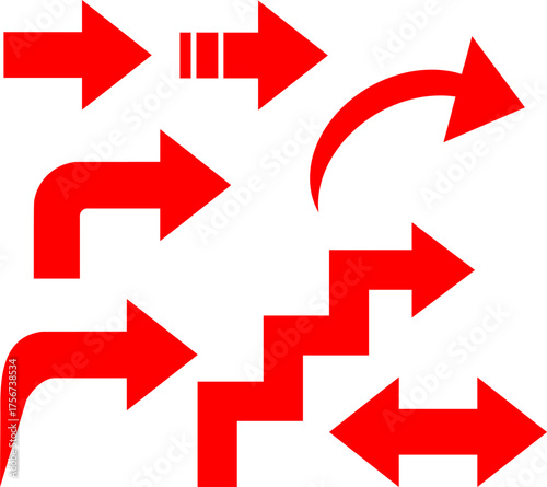 シンプルな使いやすい矢印セット＿赤