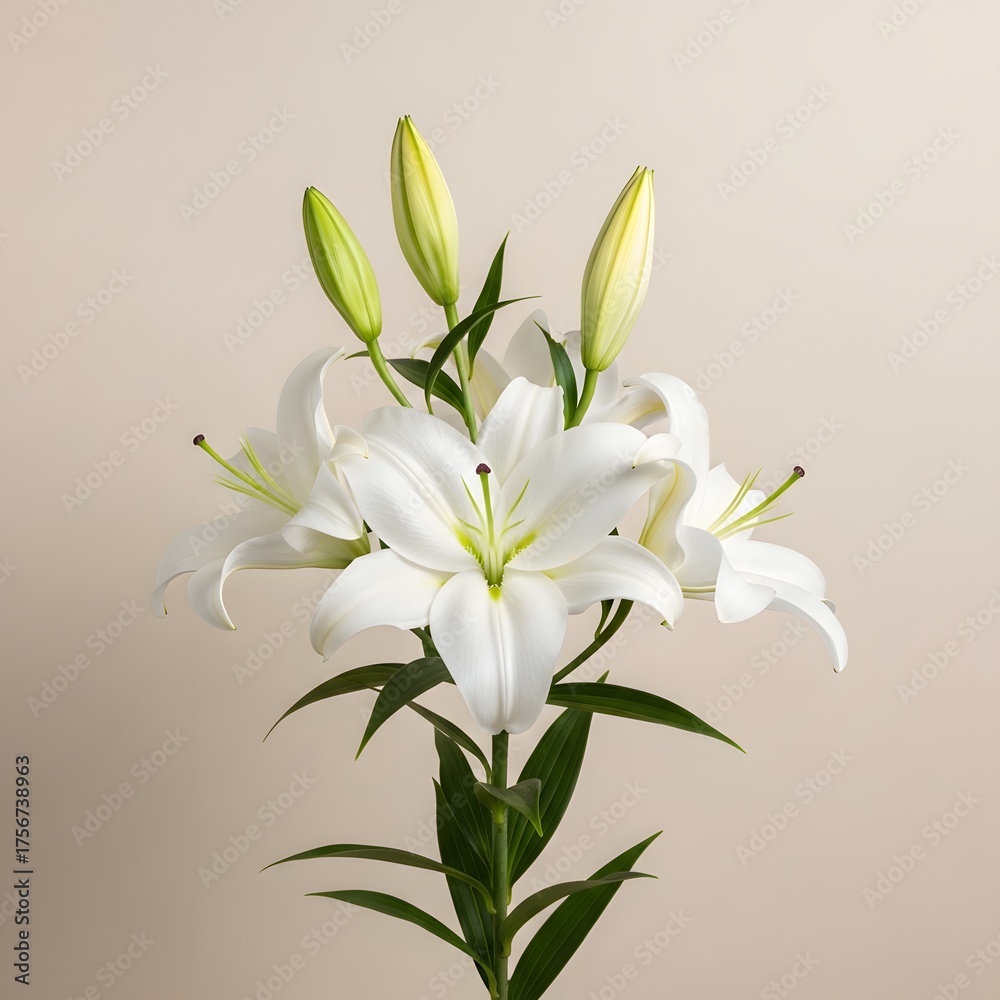 Fototapeta premium Botanical Flat Lay with Leaves and Flowers