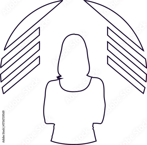 Modern woman outline in deep thought, perfect for feminine logos, concept art, and introspective design.