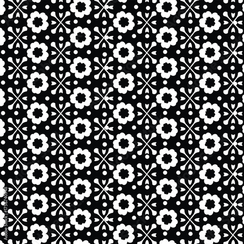 Vector Cute Ornamental Seamless Pattern. Geometric Flower Stylish Texture. Abstract Retro Tile Texture.