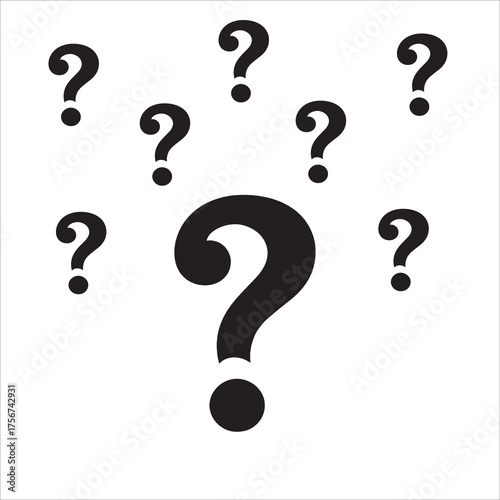 Black Question Marks Confusion Query Symbol Icon Vector