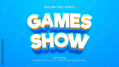 games show editable text effect 3d vector