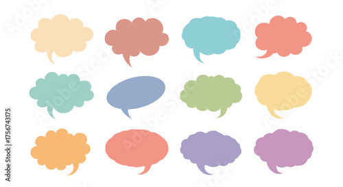 Colorful thought bubbles for conversation and communication in a speech bubble style.