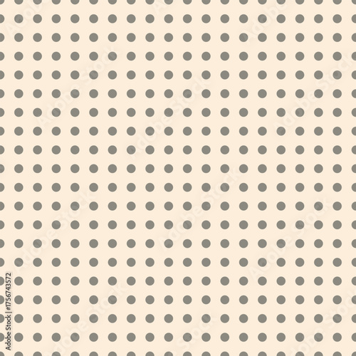 Minimal seamless polka dot pattern with sand gray on a cream base. Suitable for print, packaging, and digital design projects. Vector file.