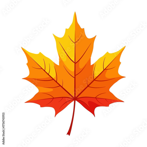Flat Autumn Leaf Vector Element for Thanksgiving Design