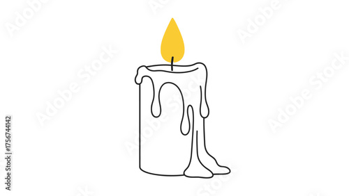 Melting Wax Dripping Candle Flame Outline Icon Logo Vector Design.