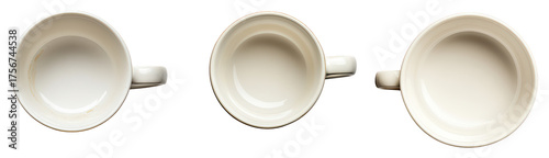 Empty Ceramic Cups in a Minimalist Style on a Transparent Background
