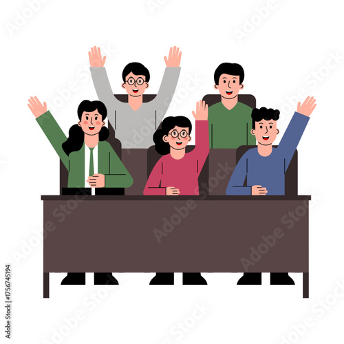 Excited audience celebrating International Day of Education illustration crowd cheering diverse students learning celebration global education event
