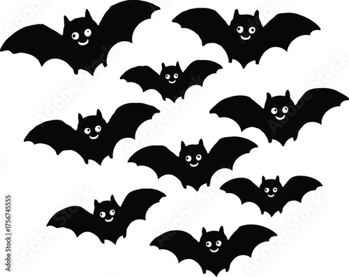 Clean black and white vector illustration of cute flying.eps