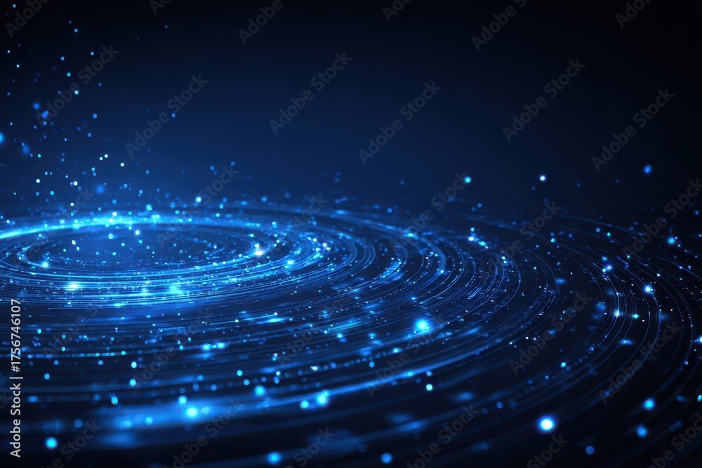 Obraz premium Vibrant blue abstract technology background showcasing digital patterns and glowing elements depicting virtual connections and modern digital advancements