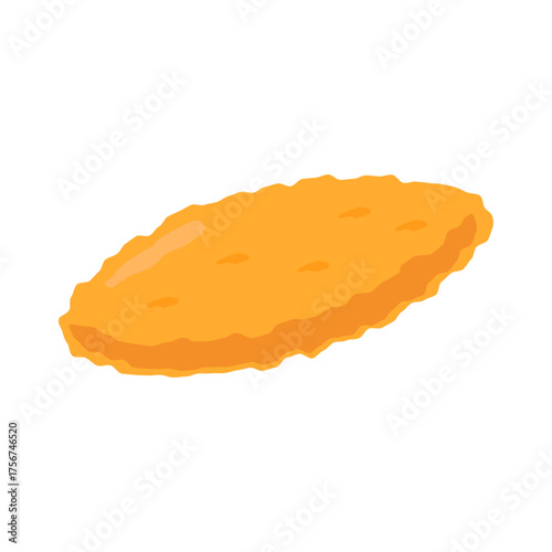 Fried white fish fillet - flat vector illustration, Japanese food icon
