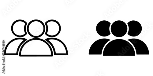 Vector art of a group of people icon, representing teamwork, community, or social connection, symbolizes collaboration and unity in a simple, minimalist design