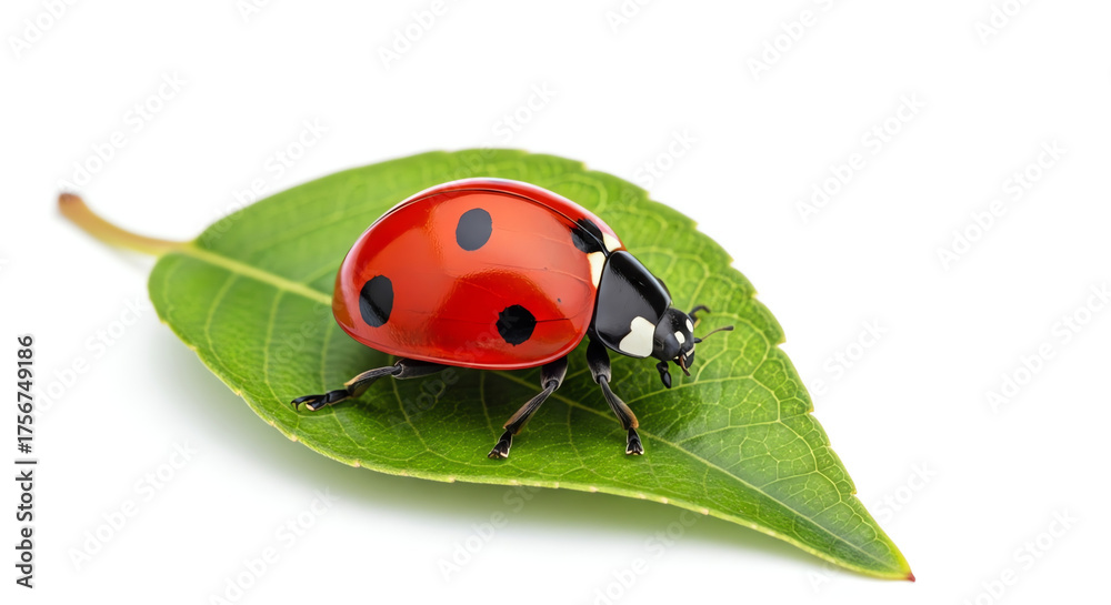 Fototapeta premium Ladybug on green leaf