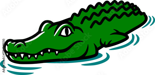 Green Alligator in Water