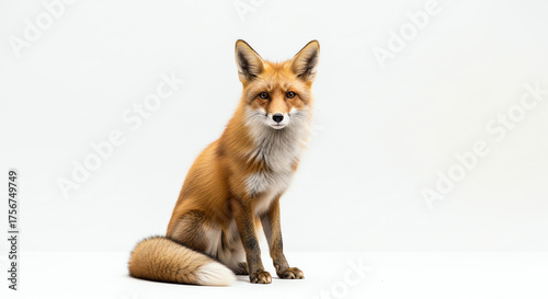 Wallpaper Mural Red fox sitting on white background Torontodigital.ca