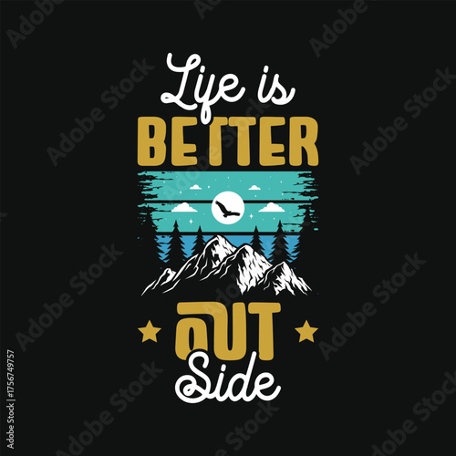 Mountain adventure vintage retro wildlife wilderness forest river pine trees wolf bear hill hiking lover campfire adventures typography great outdoors wanderlust wander graphics tshirt design