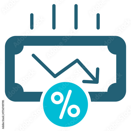 Deflation Glyph Blue Icon