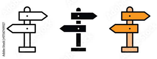 Signpost icon vector. guide for decision making and navigation in life and business symbol. vector illustration.