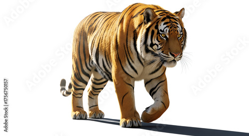 Wallpaper Mural Tiger walking isolated on white background Torontodigital.ca