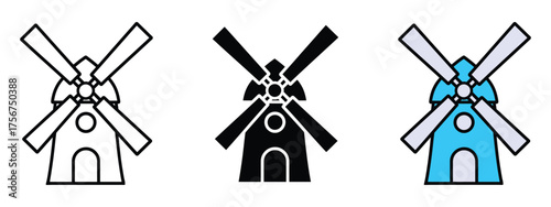Dutch windmill icon vector. agriculture, renewable energy symbol. vector illustration.