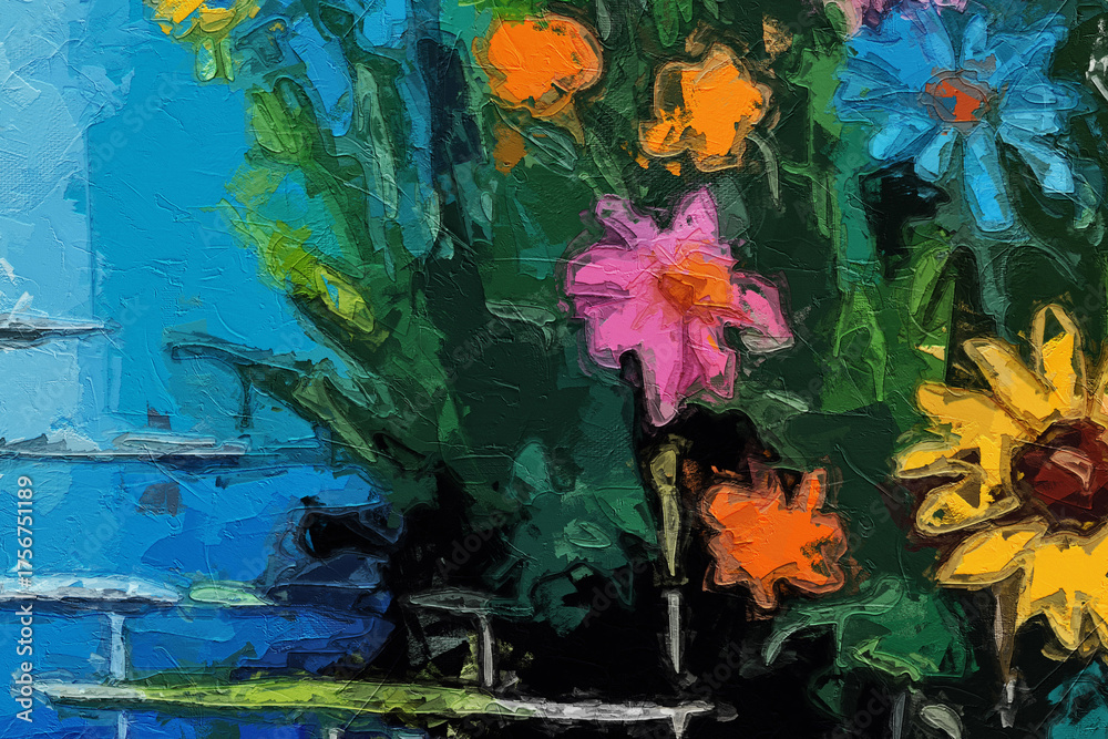 Fototapeta premium Various oil paintings, flowers, birds, lakes, chrysanthemums, forests, cottages, roses, peonies, flowers, streams, fruits