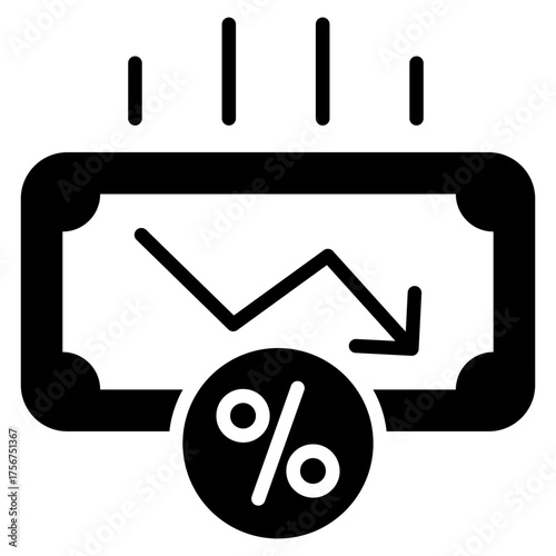 Deflation Glyph Black Icon