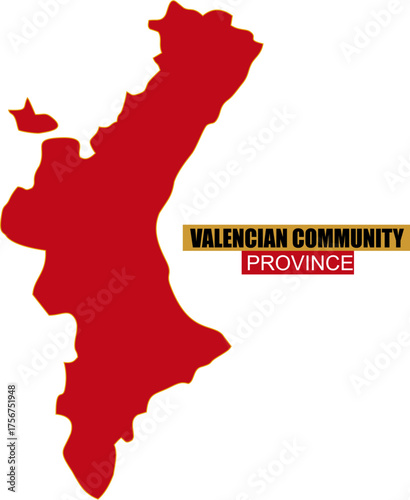 Solid map of Valencian Community Province of Spain in national color