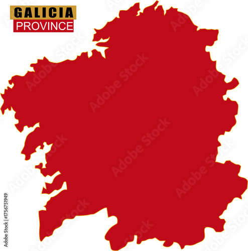 Solid map of Galicia Province of Spain in national color