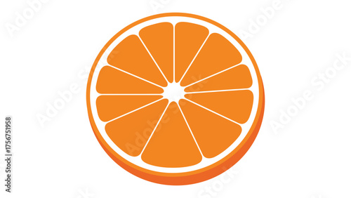 Single flat orange slice with clean lines and bright two-tone colors, placed on pure white background  minimalist, bold, playful, modern vector.