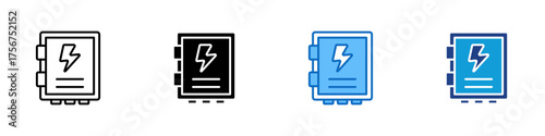 High Voltage Box Multiple Style Icon Design Vector - high voltage control box with a lightning symbol representing electrical panels, energy distribution, or power management systems