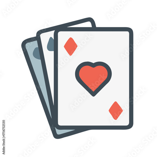 Hand of Cards: A hand of playing cards featuring heart and diamond suits are displayed, showcasing the classic symbols of chance, luck, and game play.