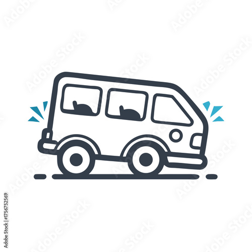 Simple Van Icon: A stylized van icon, perfect for representing travel and transportation on a sleek and modern surface. 