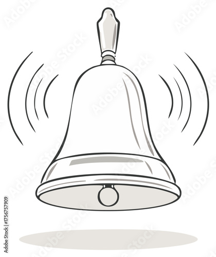 Ringing Handheld Bell with Sound Waves Illustration