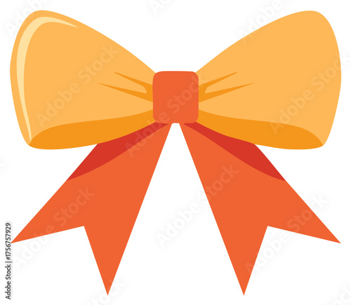 Colorful orange decorative ribbon bow for festive celebrations and gift adornment