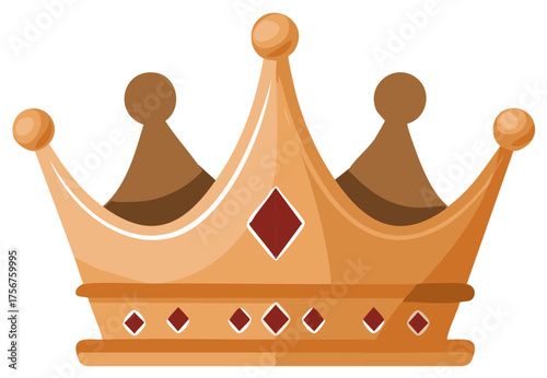Golden Crown with Red Jewel Accents Royalty Symbol